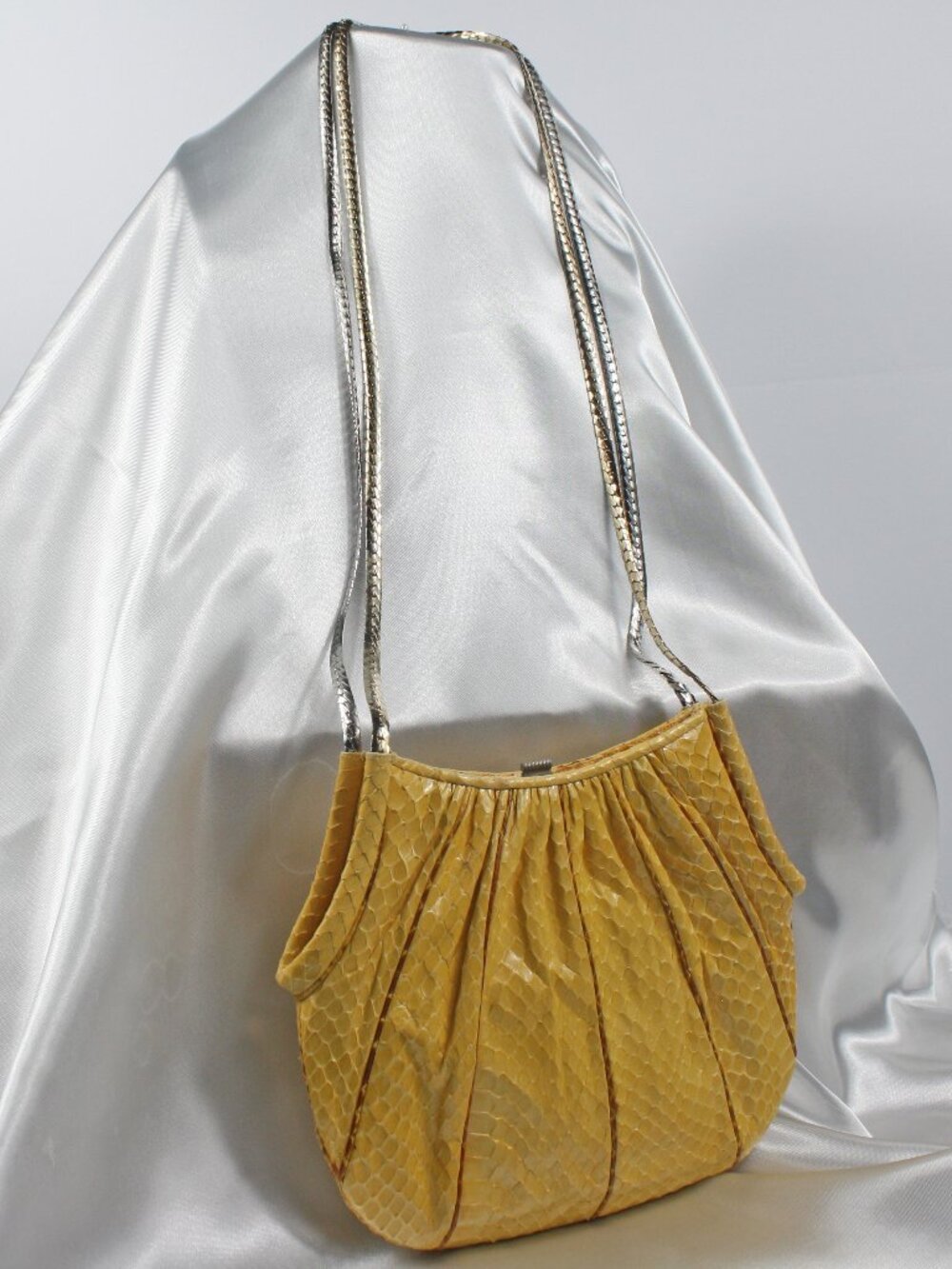Judith Leiber Yellow Snakeskin Vintage Bag-1980's